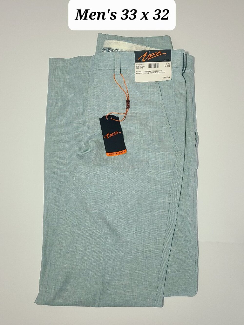 Egara Skinny Fit Stretch Suit Separates Blue Men's Pants Size 33 x 32 NWT